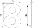 Número de casa EDI dígito 8 acero inoxidable mate (3000261323)