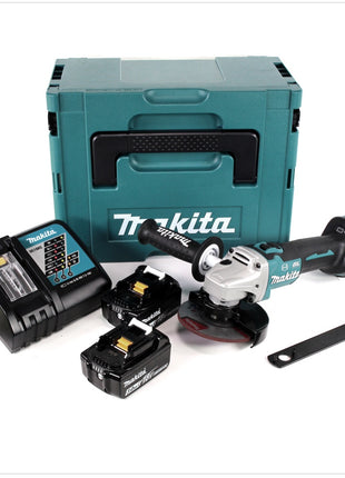 Makita DGA 513 RFJ Akku Winkelschleifer 18 V 125mm Brushless + 2x Akku 3,0Ah + Ladegerät + Makpac - Toolbrothers