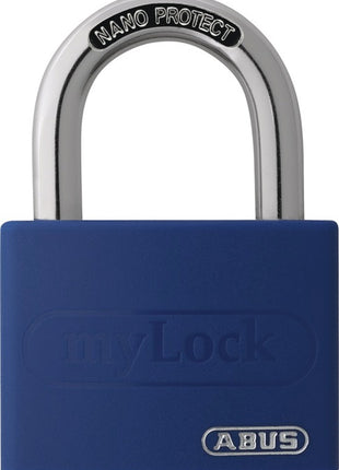 Cadenas à cylindre ABUS T65AL/40 bleu lisse. Corps de serrure largeur 43 mm (3000280252).