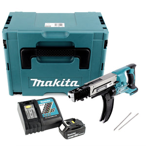 Makita DFR 750 RT1J Visseuse automatique sans fil à Magasin 18V 45-75mm + 1x Batterie 5,0Ah + Chargeur + Coffret Makpac