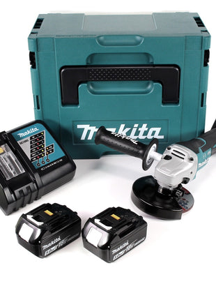 Makita DGA 517 RTJ Akku Winkelschleifer 18 V 125 mm Brushless + 2x Akku 5,0 Ah + Ladegerät + Makpac - Toolbrothers