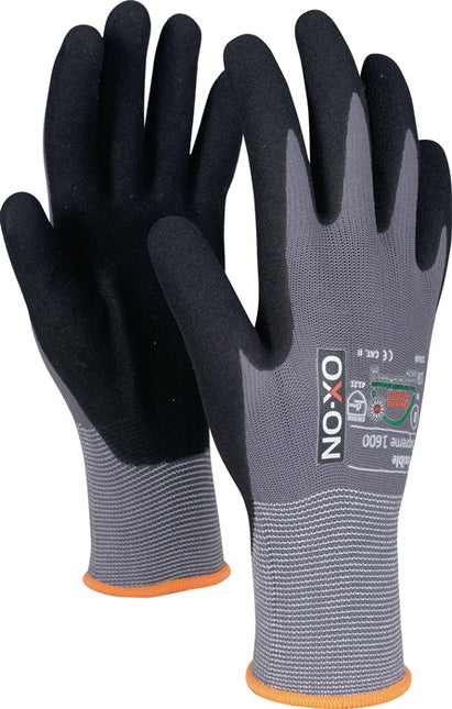 OX-ON Gants Flexible Supreme 1600 Taille 8 noir/gris clair ( 4000391364 )