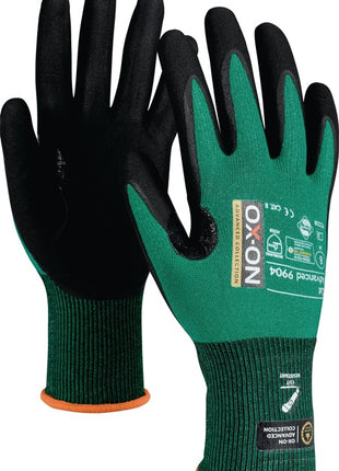 Guantes de protección contra cortes OX-ON Cut Advanced 9904 talla 8 negro/verde (4000391372)