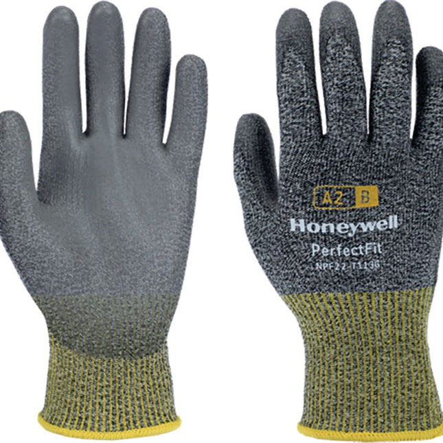 Gants de protection anti-coupures HONEYWELL New Perfect Fit 13G PU A2/B taille 10 gris/jaune ( 4000391439 )