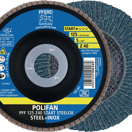 PFERD Disque à lamelles POLIFAN Z START STEELOX Ø 125 mm Granulométrie Z-40 plat ( 4000844218 )