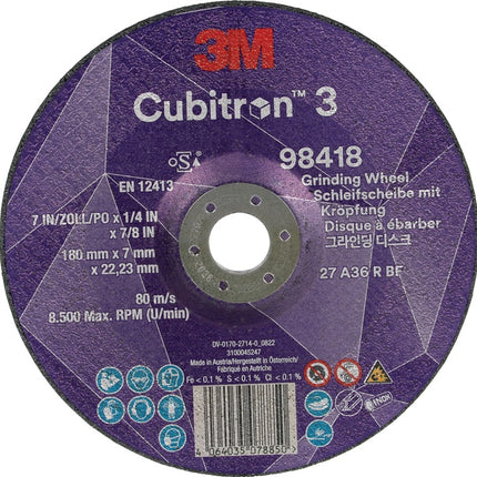 Disque abrasif 3M Cubitron™ 3 D180xS7mm grain 36+ (4000844236)