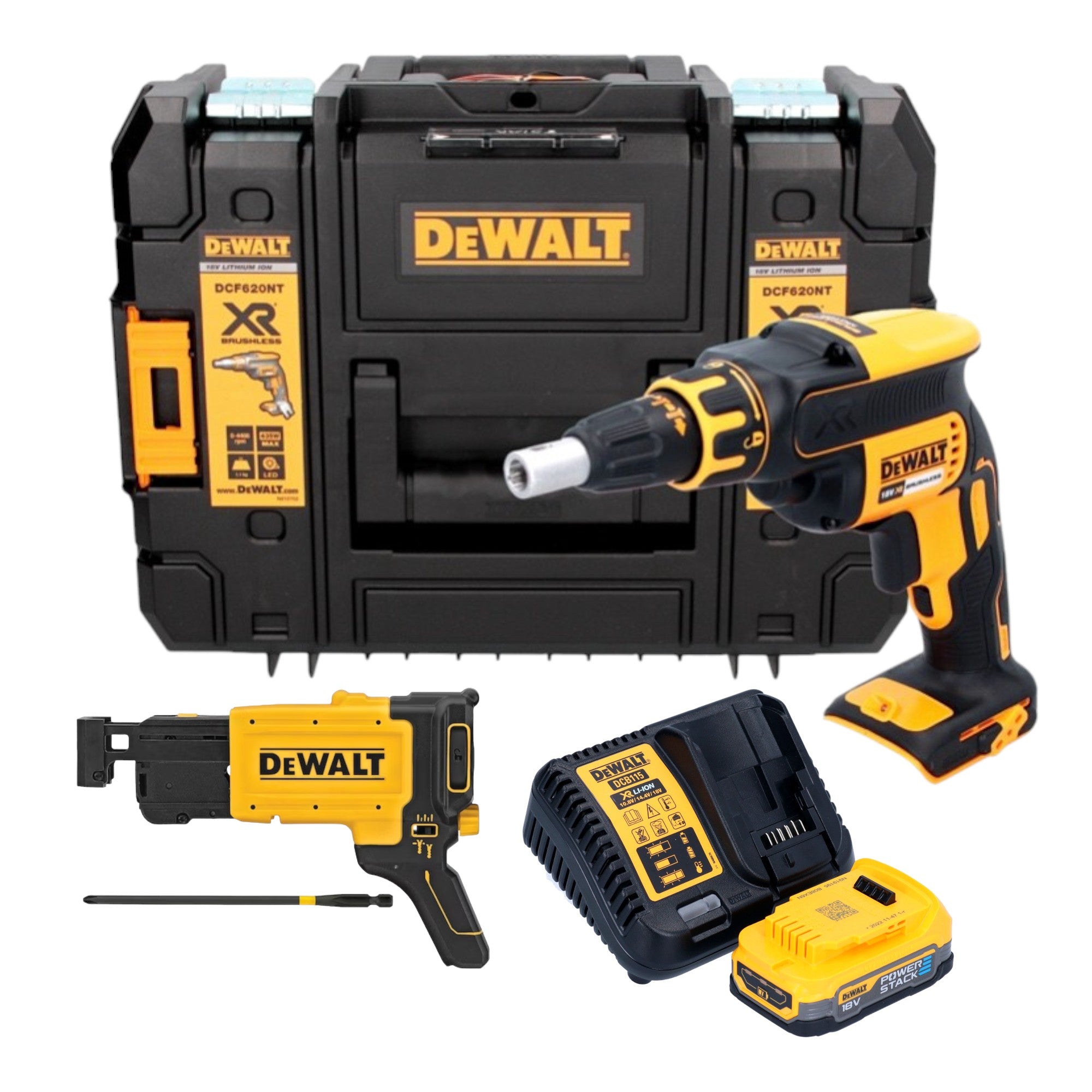 DeWalt DCF 620 E1T Akku Trockenbauschrauber 18 V 30 Nm Brushless 1x Powerstack Akku 1 7 Ah Ladegeraet TSTAK 0 - toolbrothers