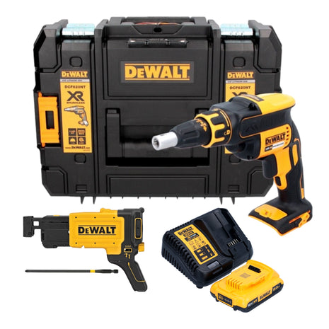 DeWalt DCF 620 D1T cordless drywall screwdriver 18 V 30 Nm brushless + 1x rechargeable battery 2.0 Ah + charger + TSTAK