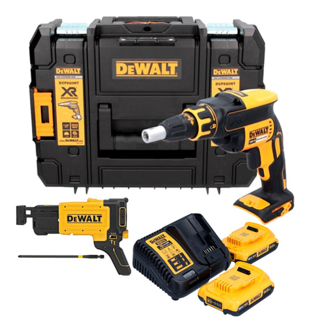 DeWalt DCF 620 D2T cordless drywall screwdriver 18 V 30 Nm brushless + 2x rechargeable battery 2.0 Ah + charger + TSTAK