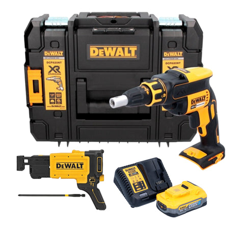 DeWalt DCF 620 H1T Visseuse pour cloisons sèches sans fil 18 V 30 Nm Brushless + 1x batterie Powerstack 5,0 Ah + chargeur + TSTAK