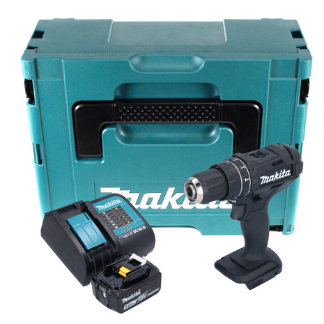 Makita DHP 482 ST1JB Perceuse-visseuse à percussion sans fil 18 V 62 Nm noire + 1x batterie 5,0 Ah + chargeur + Makpac