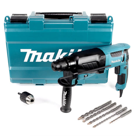 Makita HR 2630 X7 - 800 Watt 2,4 Joule Bohrhammer mit SDS - Plus Aufnahme im Koffer + SDS-VPlus Hammerbohrer-Set 5 tlg. - Toolbrothers