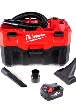 Milwaukee M18 VC2-401 18 V Akku-Nass-/Trockensauger + Milwaukee M18 B4 Akku 18 V / 4,0 Ah / 4000 mAh RED Li-Ion - Toolbrothers