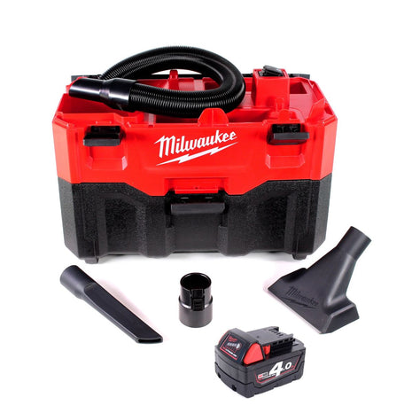 Milwaukee M18 VC2-401 18 V Akku-Nass-/Trockensauger + Milwaukee M18 B4 Akku 18 V / 4,0 Ah / 4000 mAh RED Li-Ion - Toolbrothers