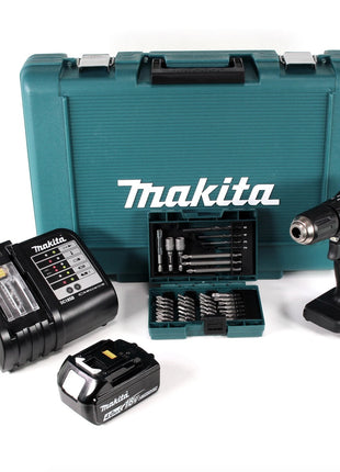 Makita DHP 483 SM1B Akku Schlagbohrschrauber 18 V 40Nm schwarz im Koffer + 1x 4,0Ah Akku + Ladegerät + 38 tlg. Bit-Bohrer Set - Toolbrothers