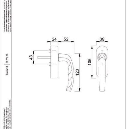Poignée de fenêtre HOPPE Atlanta 0530/FR-408 aluminium F1 / teinte naturelle ( 8000350520 )