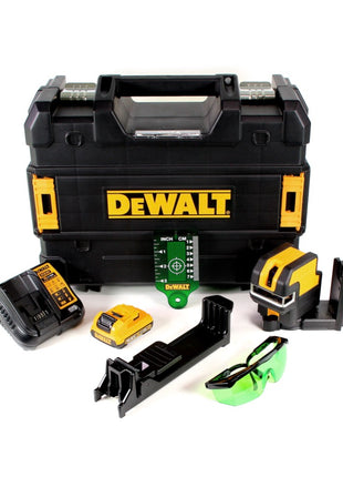 DeWalt DCE0825D1G Kreuzlinienlaser 10,8 V 5 Spot Cross Line Grün im T-Stak + 1x 2,0 Ah Akku und Ladegerät + Zubehör - Toolbrothers