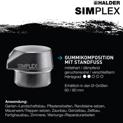 HALDER Marteau de protection SIMPLEX Tête-D. 80mm Longueur 490 Tête-B.175mm ( 8002360753 )