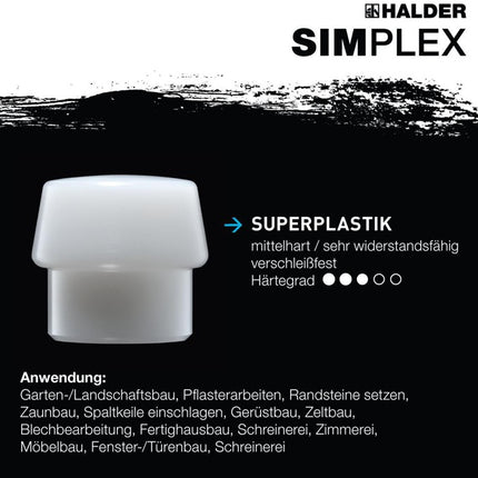 HALDER Marteau de protection SIMPLEX Tête-D. 80mm Longueur 490 Tête-B.175mm ( 8002360753 )