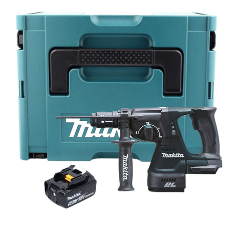 Makita DHR 243 T1J B Marteau combiné sans fil 18 V 2,0 J SDS-Plus noir + 1x batterie 5,0 Ah + mandrin à changement rapide + Makpac - sans chargeur