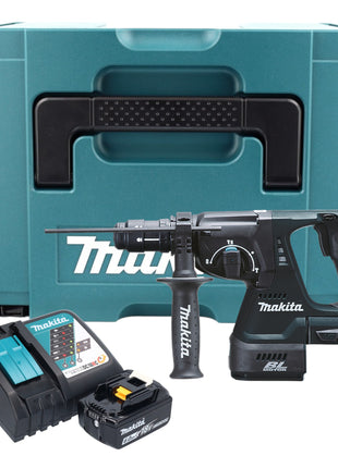 Makita DHR 243 RG1J B Marteau combiné sans fil 18 V 2,0 J SDS-Plus noir + 1x batterie 6,0 Ah + chargeur + mandrin à serrage rapide + Makpac