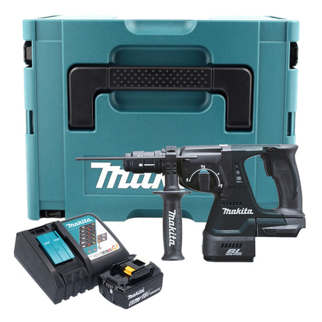 Makita DHR 243 RG1J B Marteau combiné sans fil 18 V 2,0 J SDS-Plus noir + 1x batterie 6,0 Ah + chargeur + mandrin à serrage rapide + Makpac