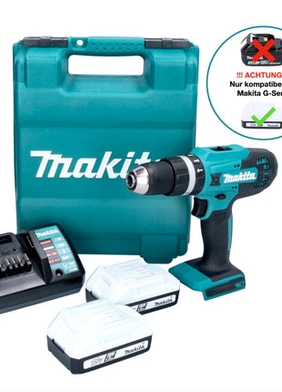 Makita HP488DWE Perceuse-visseuse à percussion sans fil 42Nm 18V série G + 2x Batteries 1,5 Ah + Chargeur + Coffret