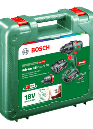 Bosch Home AdvancedImpact 18 Akku Schlagbohrschrauber 18 V 39 Nm ( 06039B5109 ) Brushless + 2x Akku 2,5 Ah + Ladegerät + Koffer