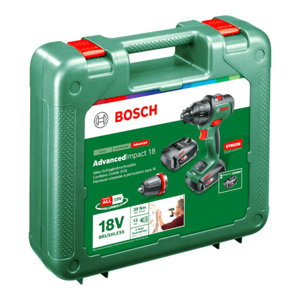 Bosch Home AdvancedImpact 18 Perceuse-visseuse à percussion sans fil 18 V 39 Nm ( 06039B5109 ) Brushless + 2x batterie 2,5 Ah + chargeur + coffret