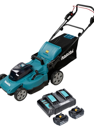 Makita DLM 480 CF2 tondeuse à gazon sans fil 36 V (2x 18 V) 48 cm 62 l + 2x batterie 3,0 Ah + chargeur