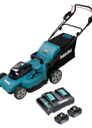 Makita DLM 480 CM2 tondeuse à gazon sans fil 36 V (2x 18 V) 48 cm 62 l + 2x batterie 4,0 Ah + chargeur