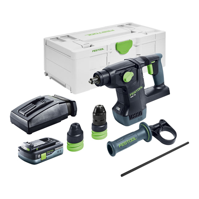 Festool KHC 18 EB-Basic Marteau combiné sans fil 18 V 2,6 J SDS-Plus Brushless + 1x batterie 4,0 Ah + chargeur + Systainer
