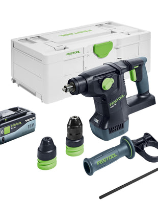 Festool KHC 18 EB-Basic akumulatorowy młot kombi 18 V 2,6 J SDS-Plus bezszczotkowy + 1x akumulator 8,0 Ah + Systainer - bez ładowarki