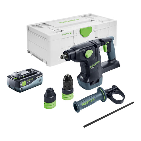 Festool KHC 18 EB-Basic akumulatorowy młot kombi 18 V 2,6 J SDS-Plus bezszczotkowy + 1x akumulator 8,0 Ah + Systainer - bez ładowarki