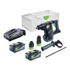 Festool KHC 18 EB-Basic Marteau combiné sans fil 18 V 2,6 J SDS-Plus Brushless + 2x batterie 8,0 Ah + chargeur + Systainer