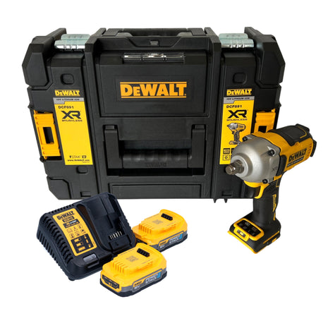 Akumulatorowy klucz udarowy DeWalt DCF 891 E2T 18 V 1084 Nm 1/2" bezszczotkowy + 2x akumulator Powerstack 1,7 Ah + ładowarka + TSTAK