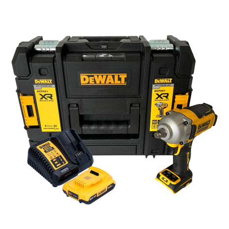 DeWalt DCF 891 D1T cordless impact wrench 18 V 1084 Nm 1/2" brushless + 1x rechargeable battery 2.0 Ah + charger + TSTAK