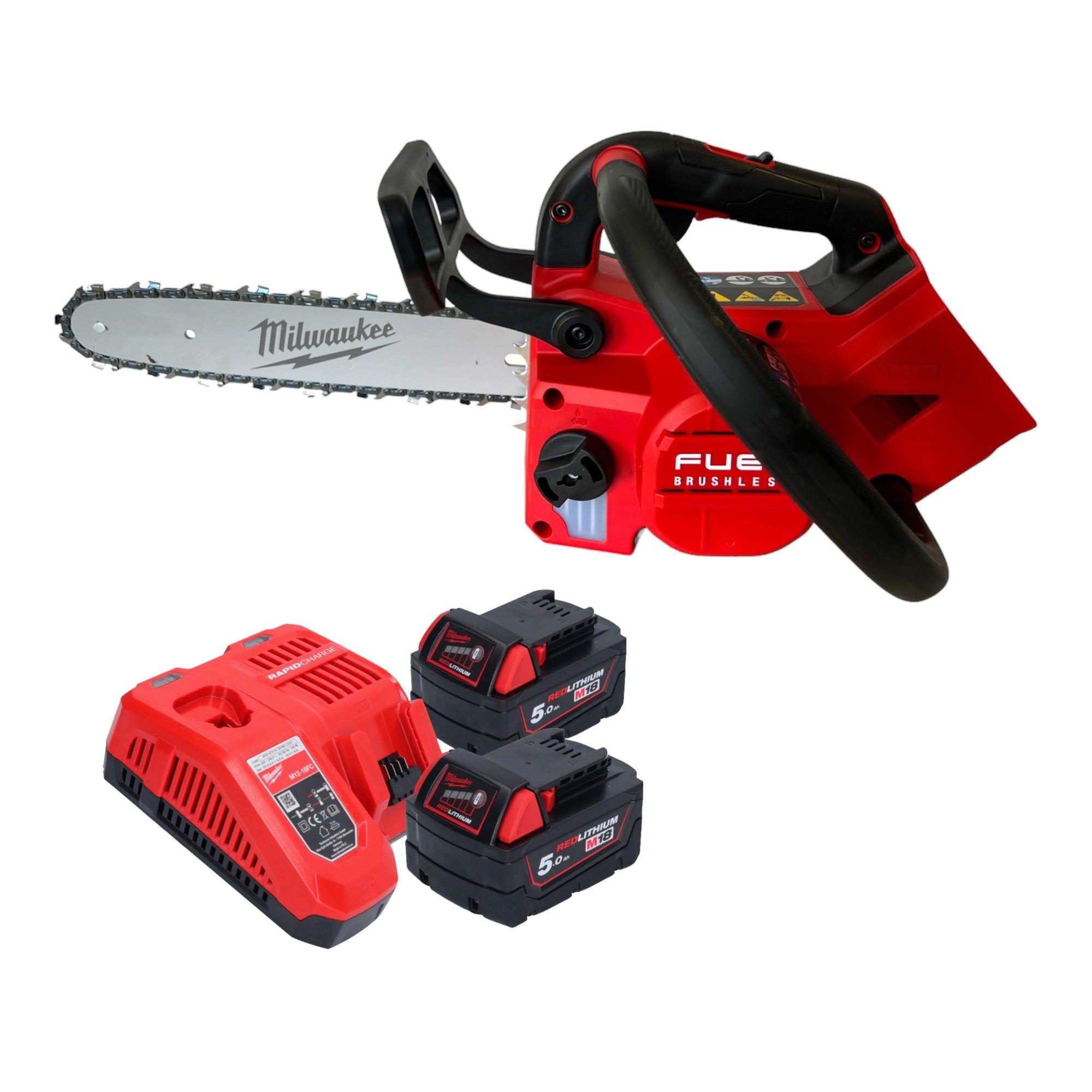Milwaukee M18 FTHCHS30 552 Akku Kettensaege 18 V 30 cm 2x Akku 5 0 Ah Ladegeraet 0 - toolbrothers