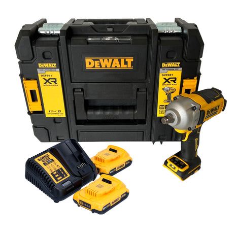 DeWalt DCF 891 D2T cordless impact wrench 18 V 1084 Nm 1/2" brushless + 2x rechargeable battery 2.0 Ah + charger + TSTAK