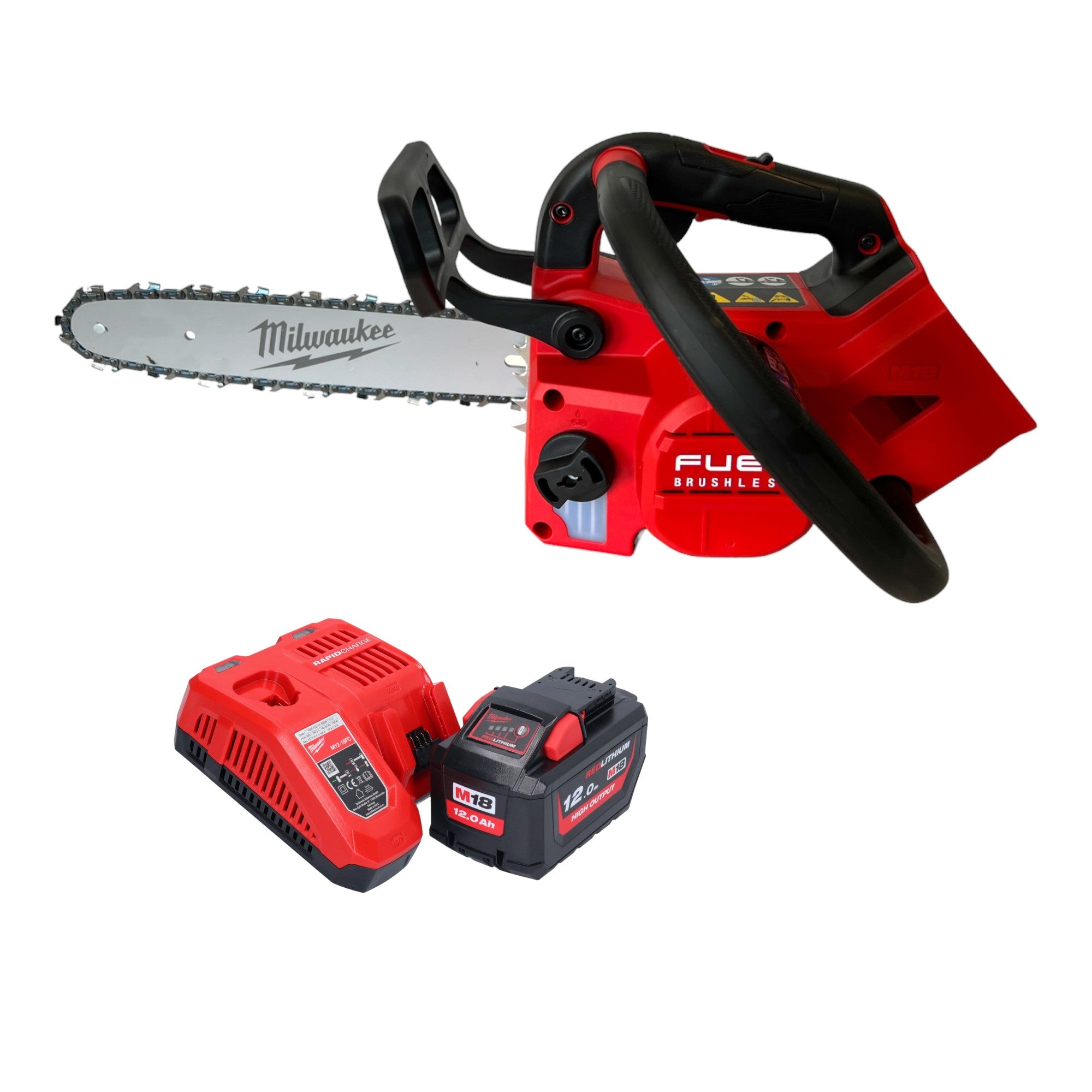 Milwaukee M18 FTHCHS30 121 Akku Einhand Kettensaege 18 V 30 cm 1x Akku 12 0 Ah Ladegeraet 0 - toolbrothers