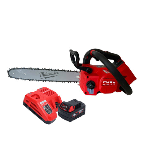 Tronçonneuse à batterie Milwaukee M18 FTCHS35-551 avec poignée supérieure 35 cm + 1x batterie 5,0 Ah + chargeur