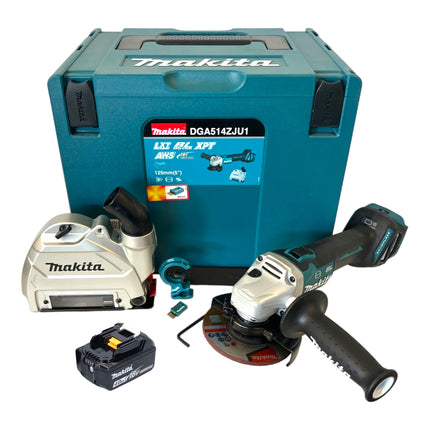 Makita DGA 514 M1JU1 Meuleuse d'angle sans fil 18 V 125 mm Brushless + 1x batterie 4,0 Ah + Makpac - sans chargeur