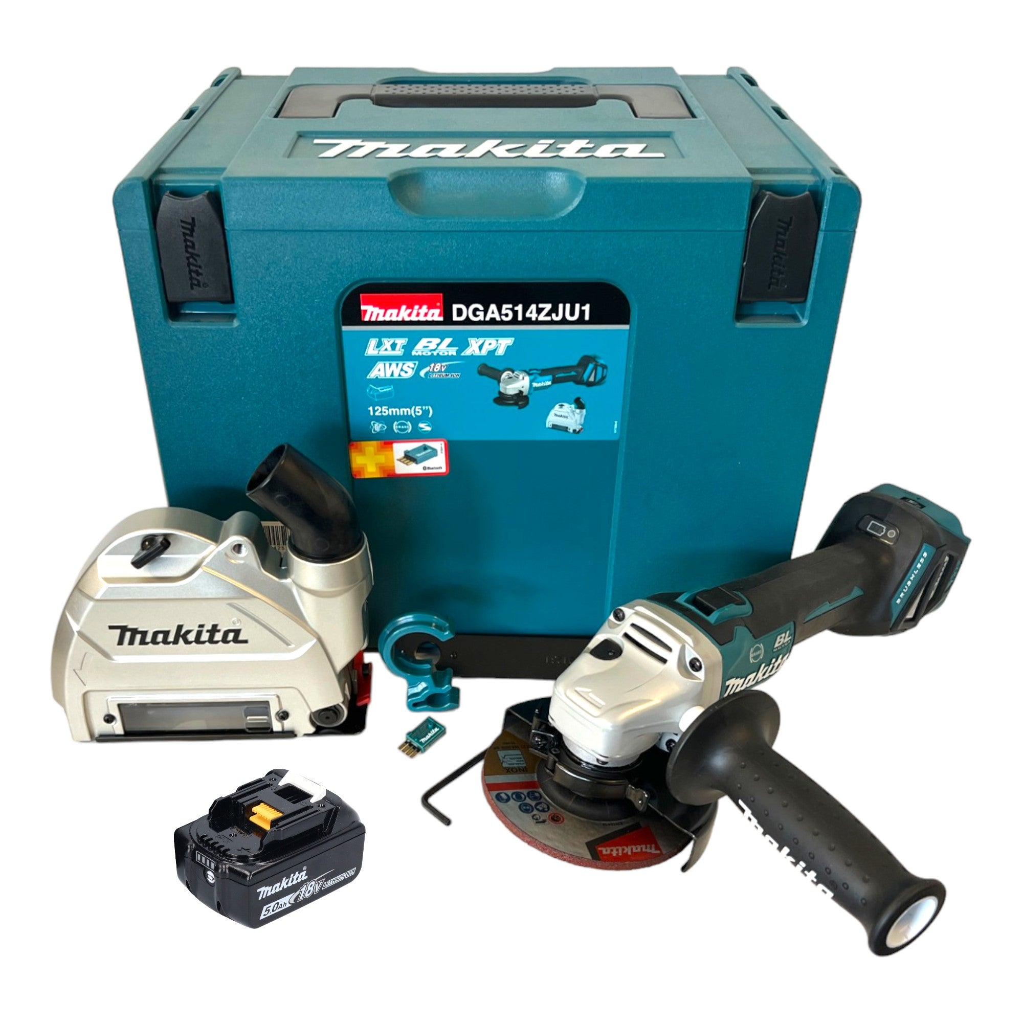 Makita DGA 514 T1JU1 Akku Winkelschleifer 18 V 125 mm Brushless 1x Akku 5 0 Ah Makpac ohne Ladegeraet 0 - toolbrothers