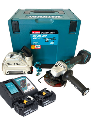 Makita DGA 514 RTJU1 akumulatorowa szlifierka kątowa 18 V 125 mm bezszczotkowa + 2x akumulator 5,0 Ah + ładowarka + Makpac