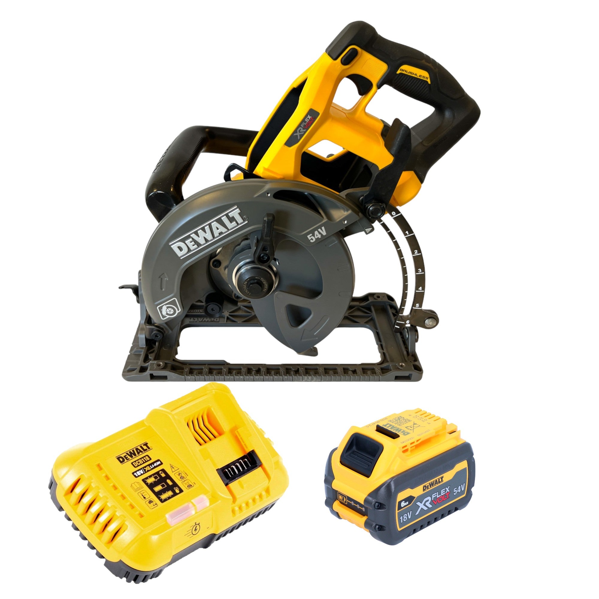 DeWalt DCS 577 T1 Akku Handkreissaege 54 V FlexVolt 190 mm Brushless 1x Akku 6 0 Ah Ladegeraet 0 - toolbrothers