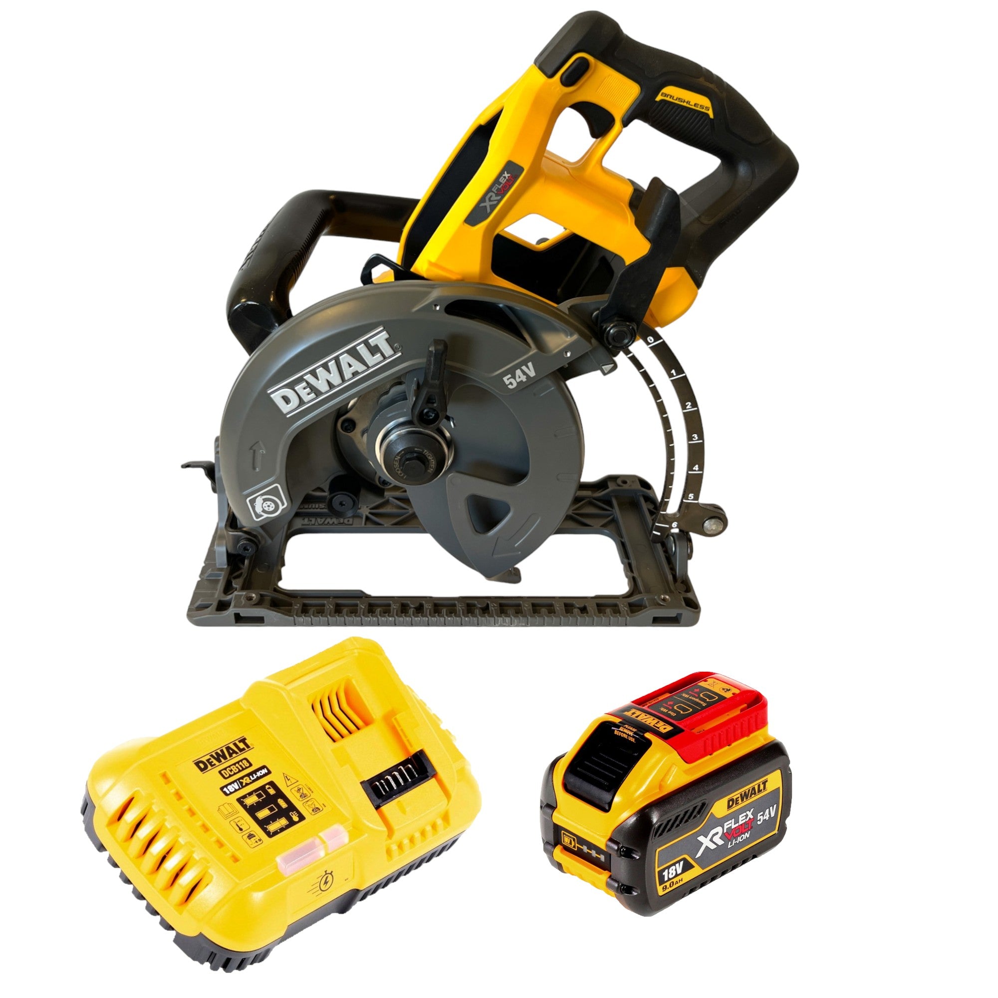 DeWalt DCS 577 X1 Akku Handkreissaege 54 V FlexVolt 190 mm Brushless 1x Akku 9 0 Ah Ladegeraet 0 - toolbrothers