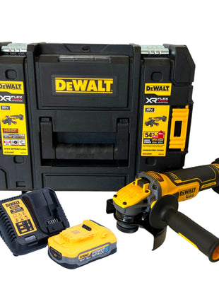 Amoladora angular a batería DeWalt DCG 409 H1T 18 V 125 mm sin escobillas + 1x batería Powerstack 5,0 Ah + cargador + TSTAK