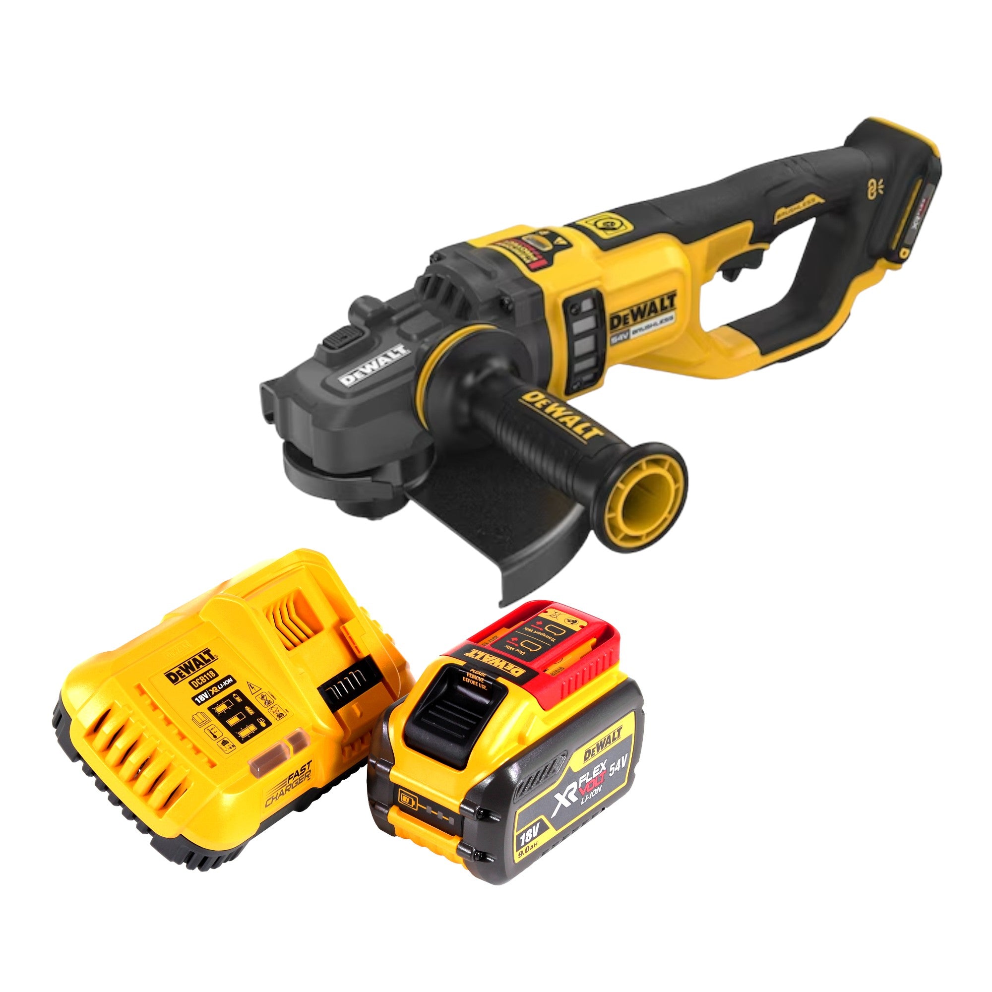 DeWalt DCG 460 X1 Akku Winkelschleifer 54 V 230 mm 1x Akku 9 0 Ah Ladegeraet 0 - toolbrothers
