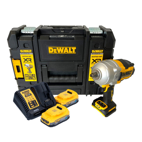 DeWalt DCF 961 E2T cordless impact wrench 18 V 1632 Nm 1/2" brushless + 2x Powerstack battery 1.7 Ah + charger + TSTAK