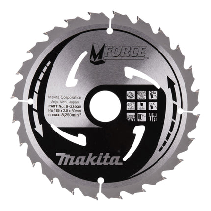 Lame de scie circulaire Makita M-FORCE 185 x 30 x 2,0 mm 24 dents ( B-32035 ) pour le bois